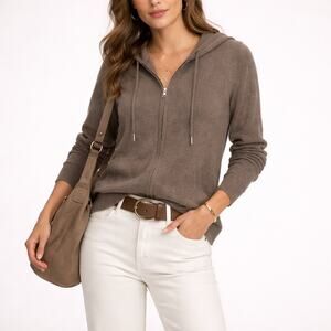 NWT: Quince Brown Cashmere Zip Hoodie Size Small